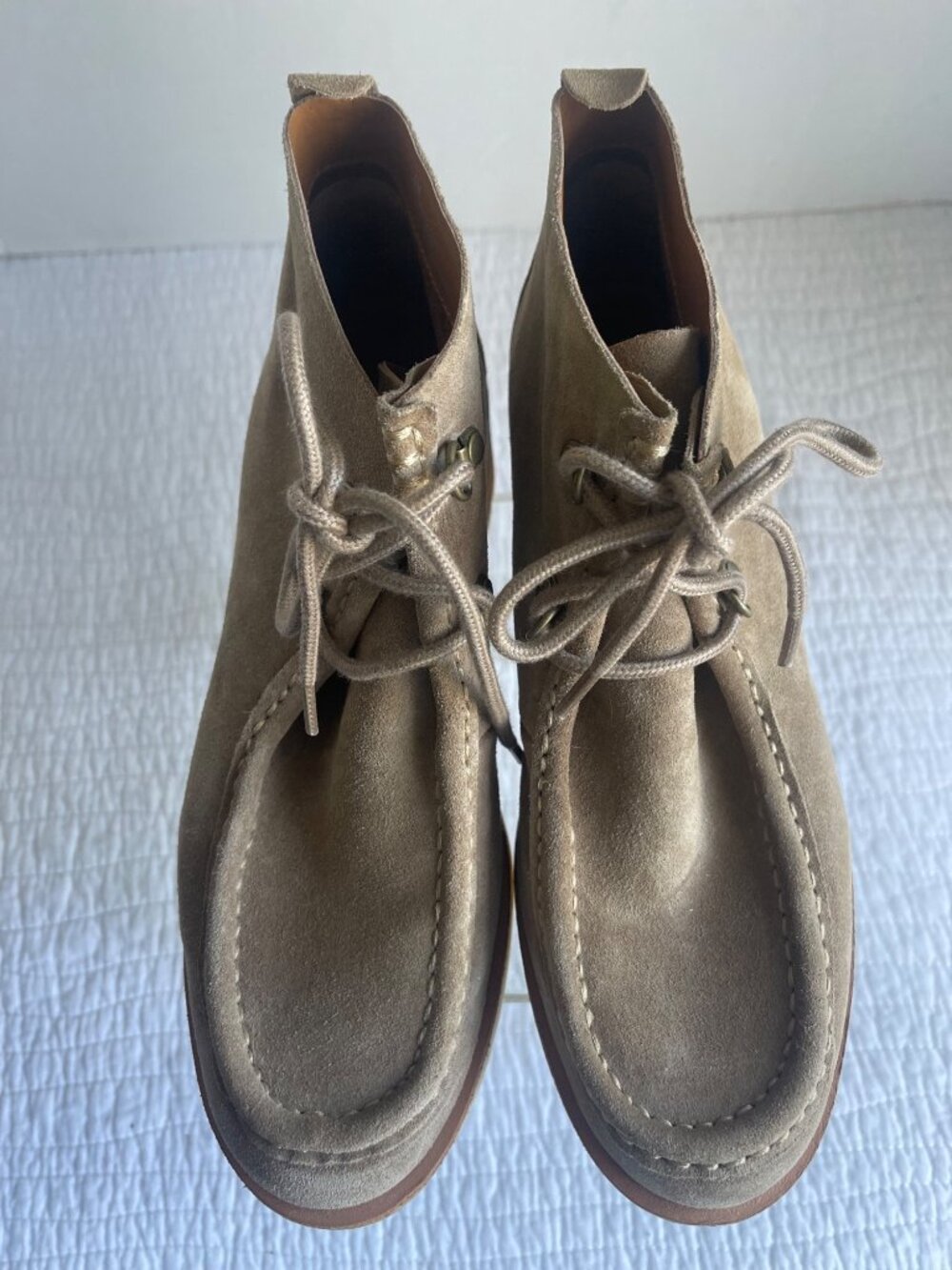 Kork-Ease Wales Women Taupe Suede Leather Booties 7.5M Chunky Heel - Picture 3 of 9
